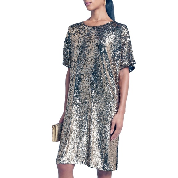 Caroline Rose Silver Sequin Caftan Dress
